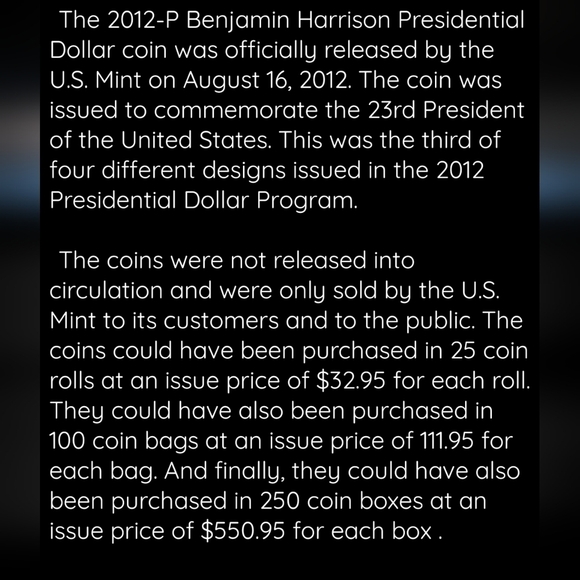 2012 P $1 Benjamin Harrison Uncirculated Mint (Coin #10) ms68+ - Picture 4 of 5